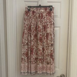 Floral Bohemian Maxi Skirt - Red and Cream